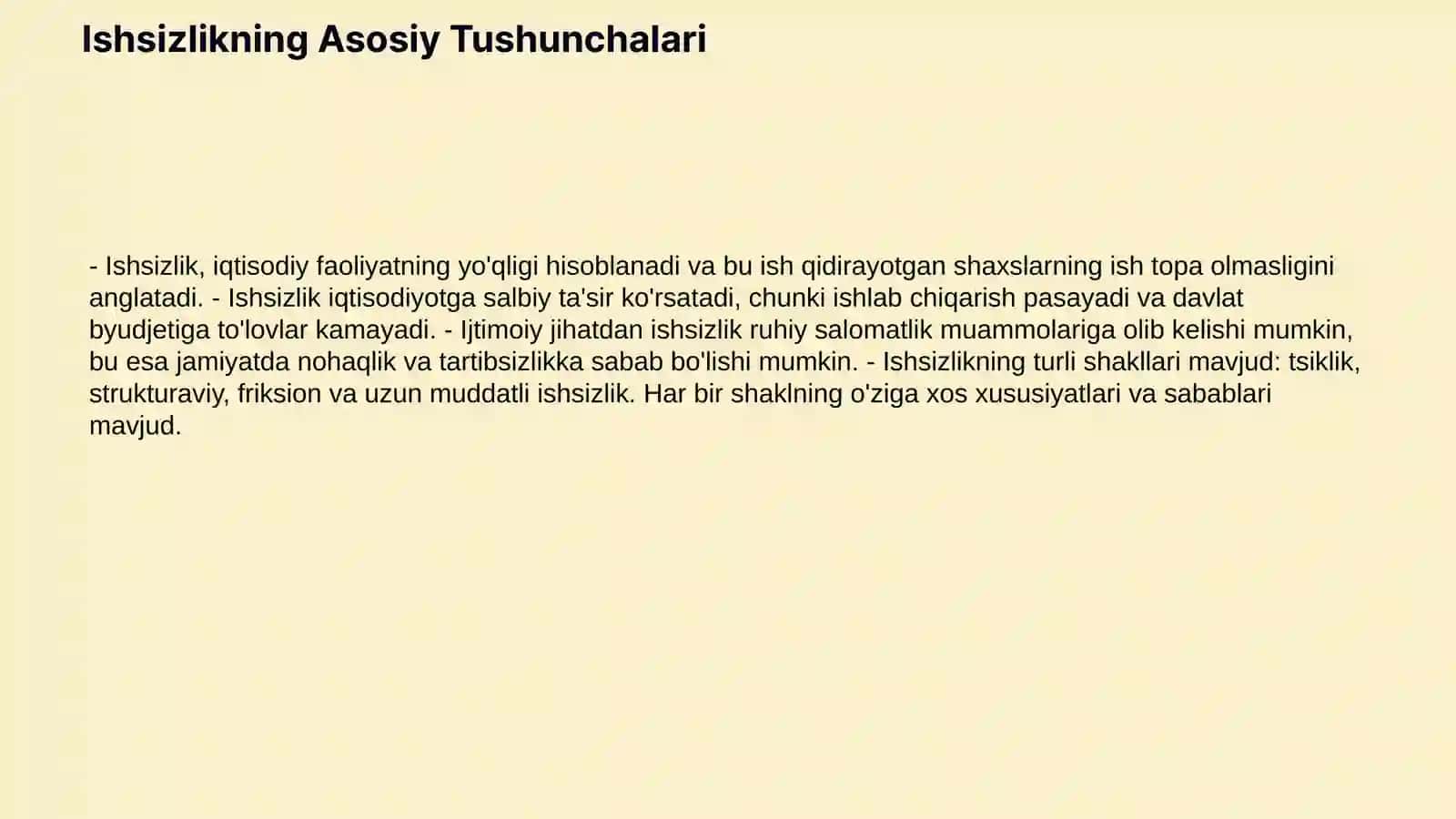 ISHSIZLIK: MAZMUNI, MEZONLARI VA KO‘RSATKICHLARI 3