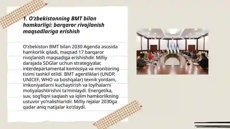 Oʻzbekistonning Xalqaro Tashkilotlar Bilan Hamkorlik Aloqalari 3
