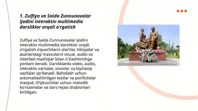 Zulfiya va Saida Zunnunovalar ijodini zamonaviy texnalogiyalar yordamida o'rgatish 3