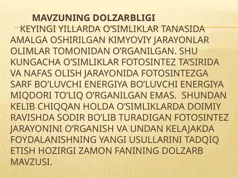 O’simliklar fiziologiyasi 3