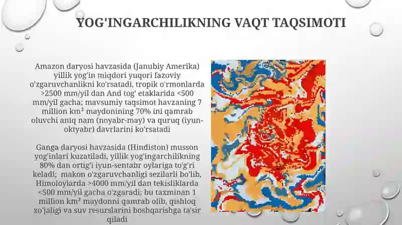 Atmosfera yoģinlarining daryo havzasi bõyicha taqsimlanishi 3