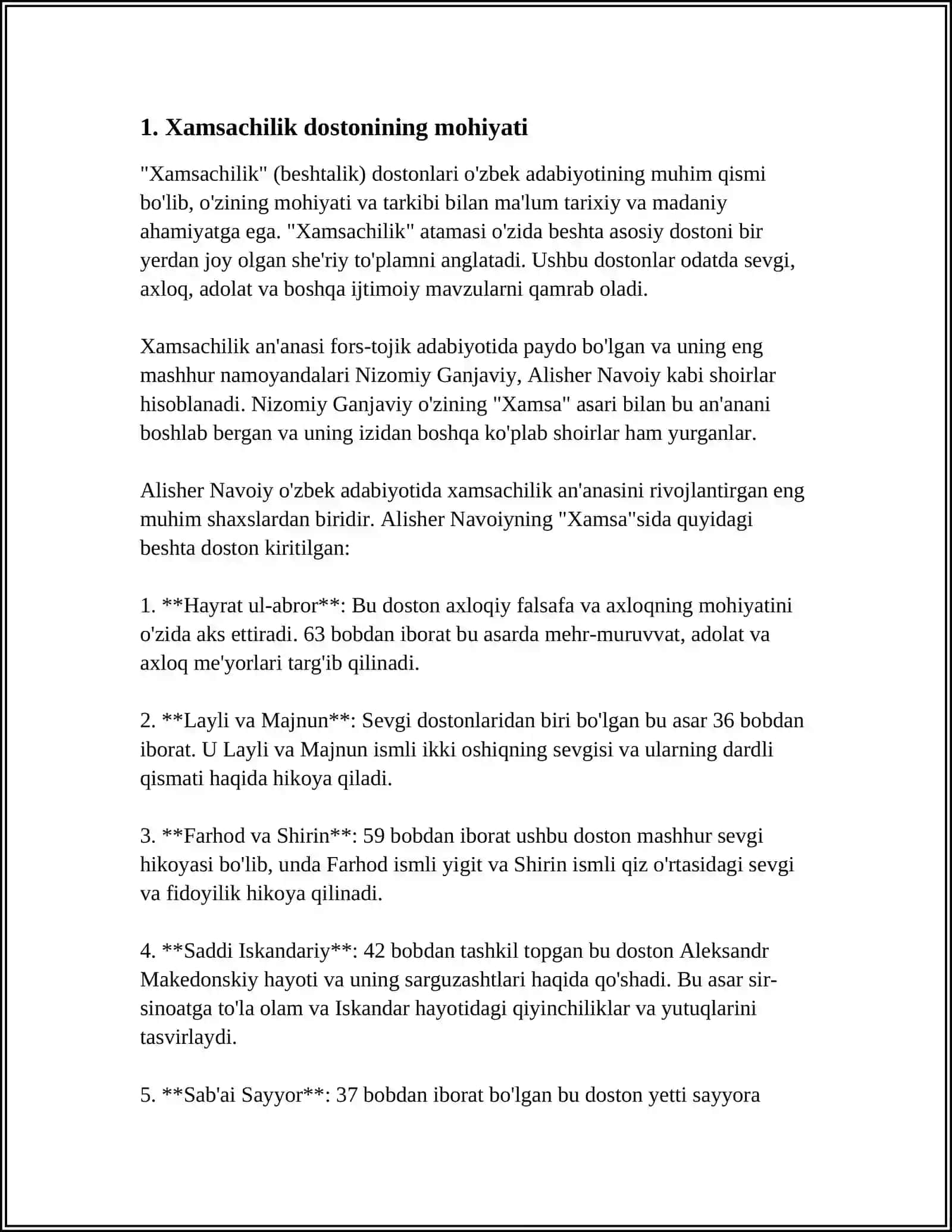 Xamsachilik dostonining mohiyati 3