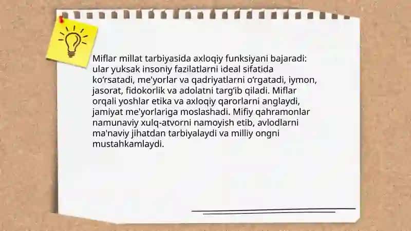 Mif, afsona, ertak, rivoyatlarning millat tarbiyasidagi o‘rni 3