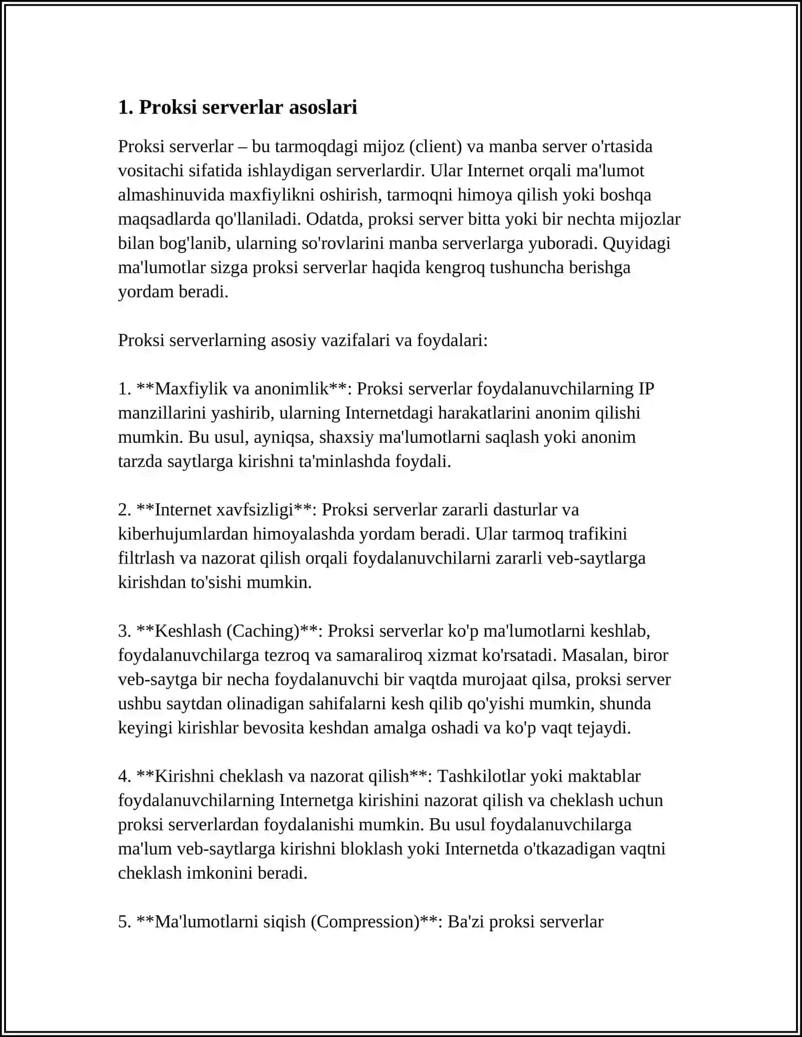 WINDOWS OPERATSION TIZMIDA PROKSI SERVER XIZMATINI ÕRNATISH VA SOZLASH 3
