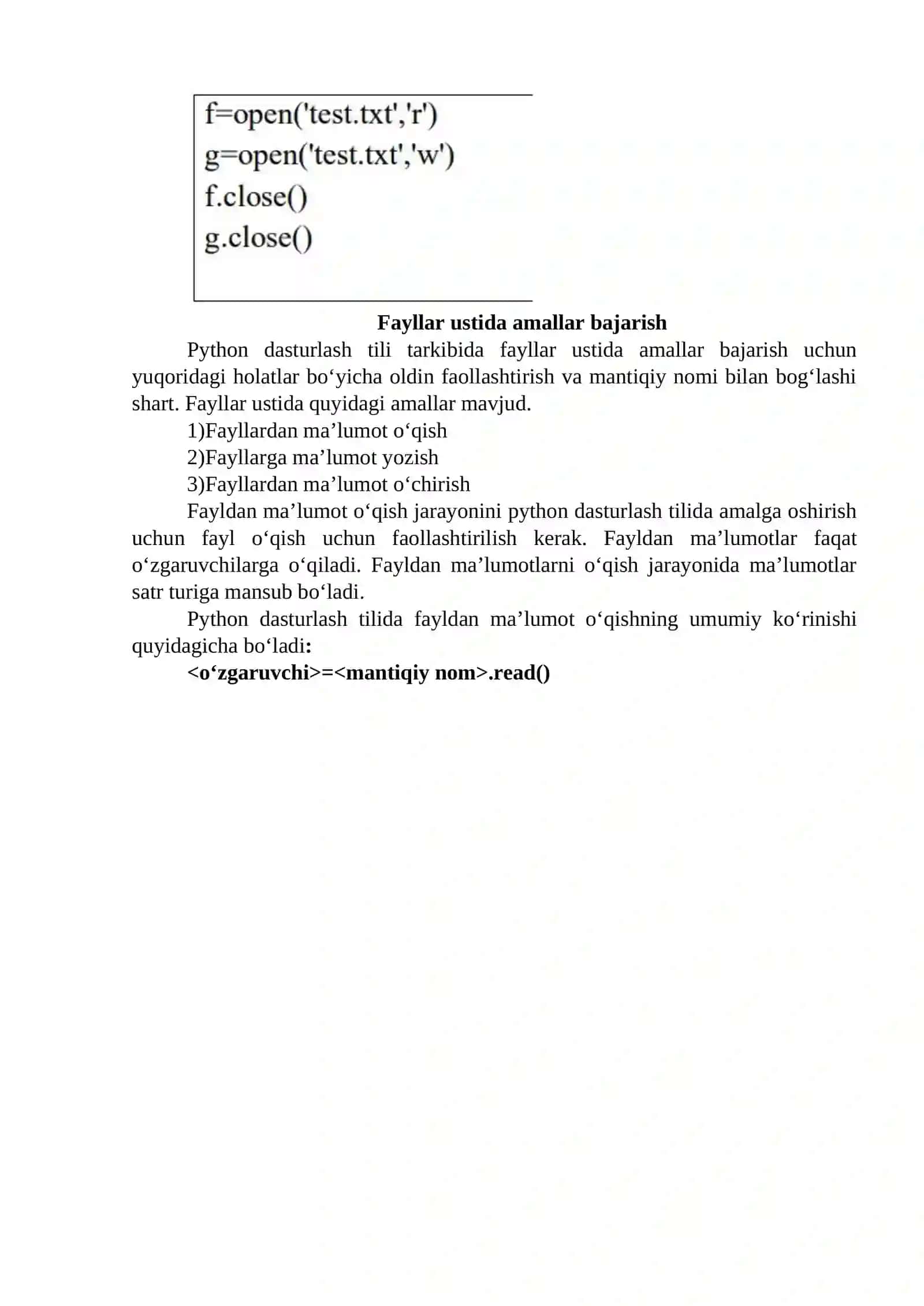 PYTHON DASTURLASH TILIDA FAYLLAR BILAN ISHLASH 3