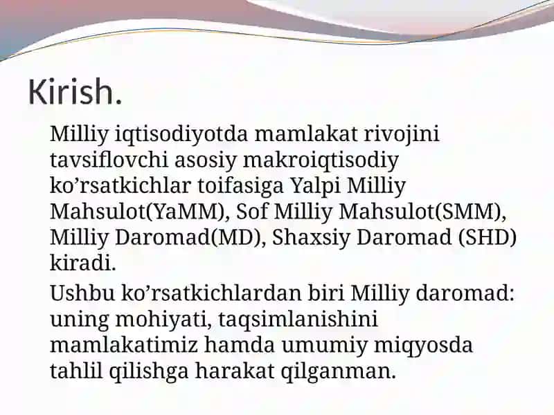 Milliy daromad va milliy hisoblar tizimidagi boshqa daromad ko‘rsatkichlari 3