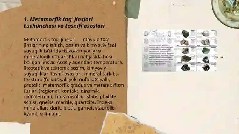 Metamorfik tog‘ jinslari tasnifi, foydali qazilmalari 3
