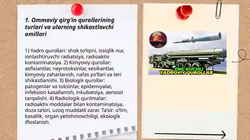 Ommaviy qirgʻin qurollarining shikastlovchi omillari va ulardan himoyalanish 3