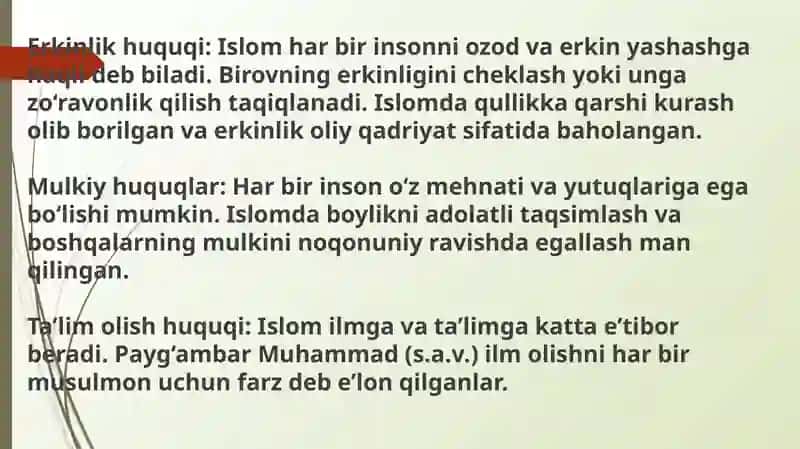 Islomda inson huquqlari himoyasi, ijtimoiy tenglik, adolat va tolerantlik 3