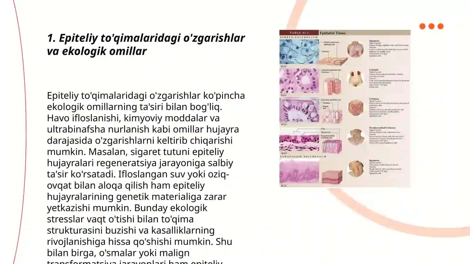 Epiteliy to'qimalaridagi o'zgarishlar va ekologik omillar 3
