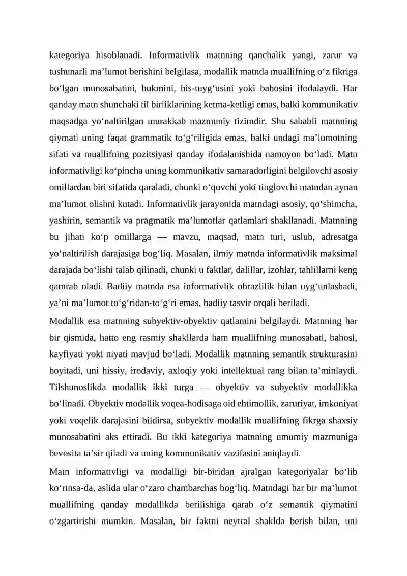 Matn informativligi va modalligi 3
