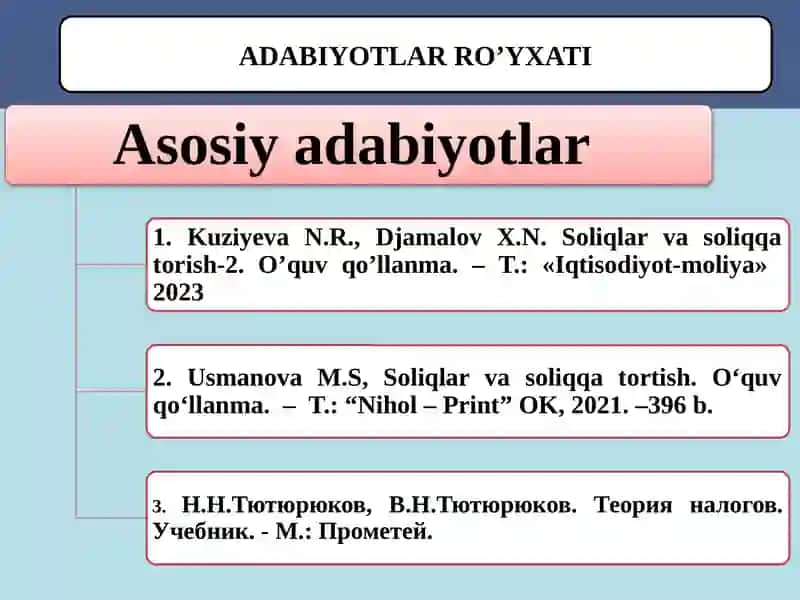 O’zbekiston Respublikasi soliq tizimining asosiy yo’nalishlari 3
