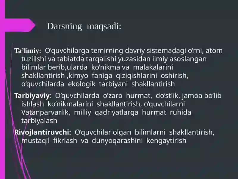 Temirning davriy sistemadagi o’rni, atom tuzilishi va tabiatda tarqalishi 3
