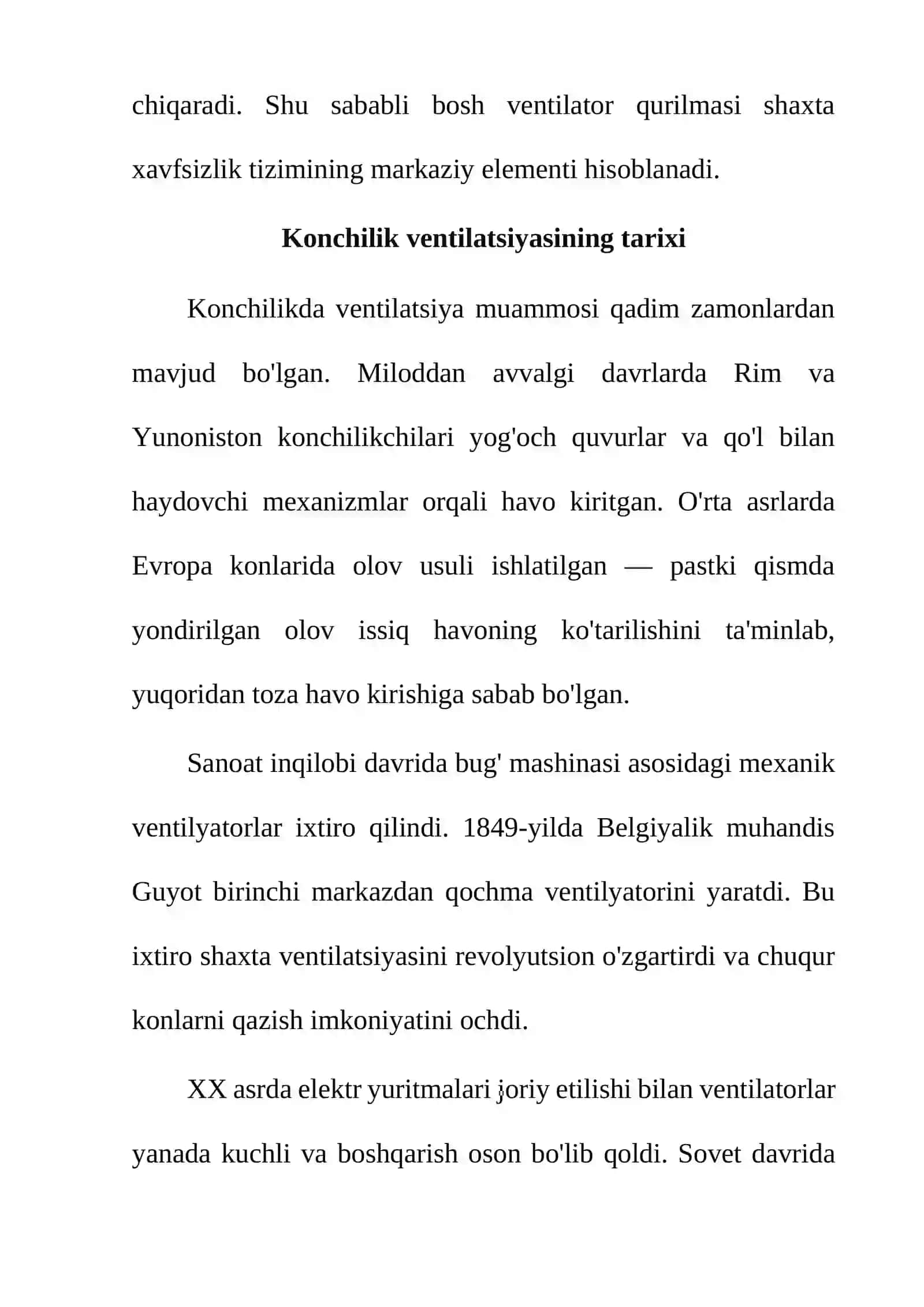 Shaxta bosh ventilyator qurilmasining texnik xarakteristikasi 3