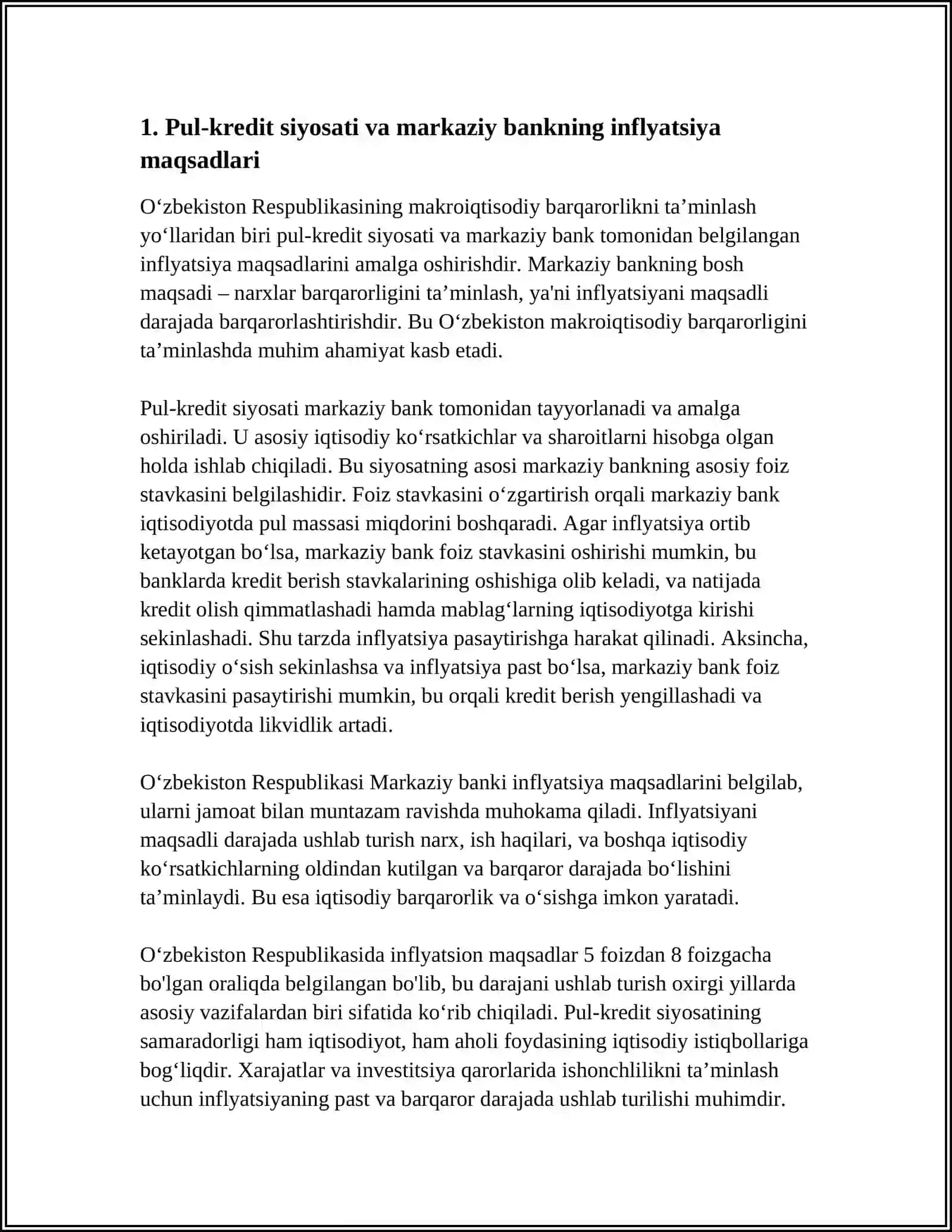 OʼZBEKISTON RESPUBLIKASINING MAKROIQTISODIY BARQARORLIKNI TAʼMINLASH YOʼLLARI 3