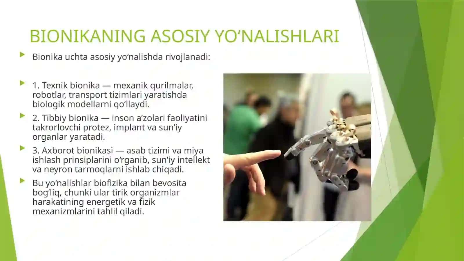Bionika asoslari va uni inson hayotidagi o‘rni 3