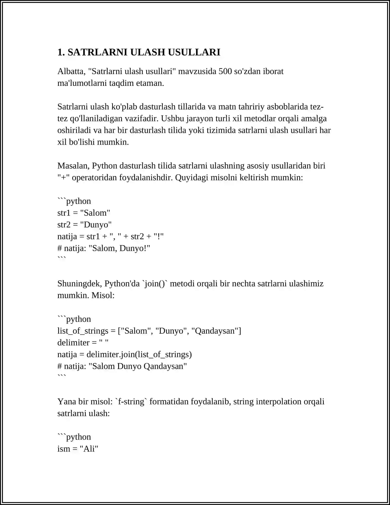 SATRLARNI ULASH, SOLISHTIRISH, BELGILARNI IZLASH 3