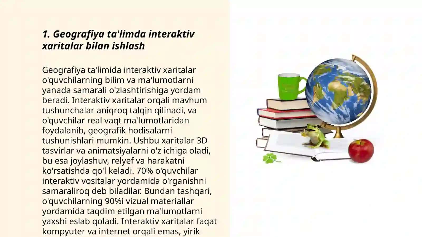 Geografiya ta'limda o'qitish va vositalar bilan ishlash 3