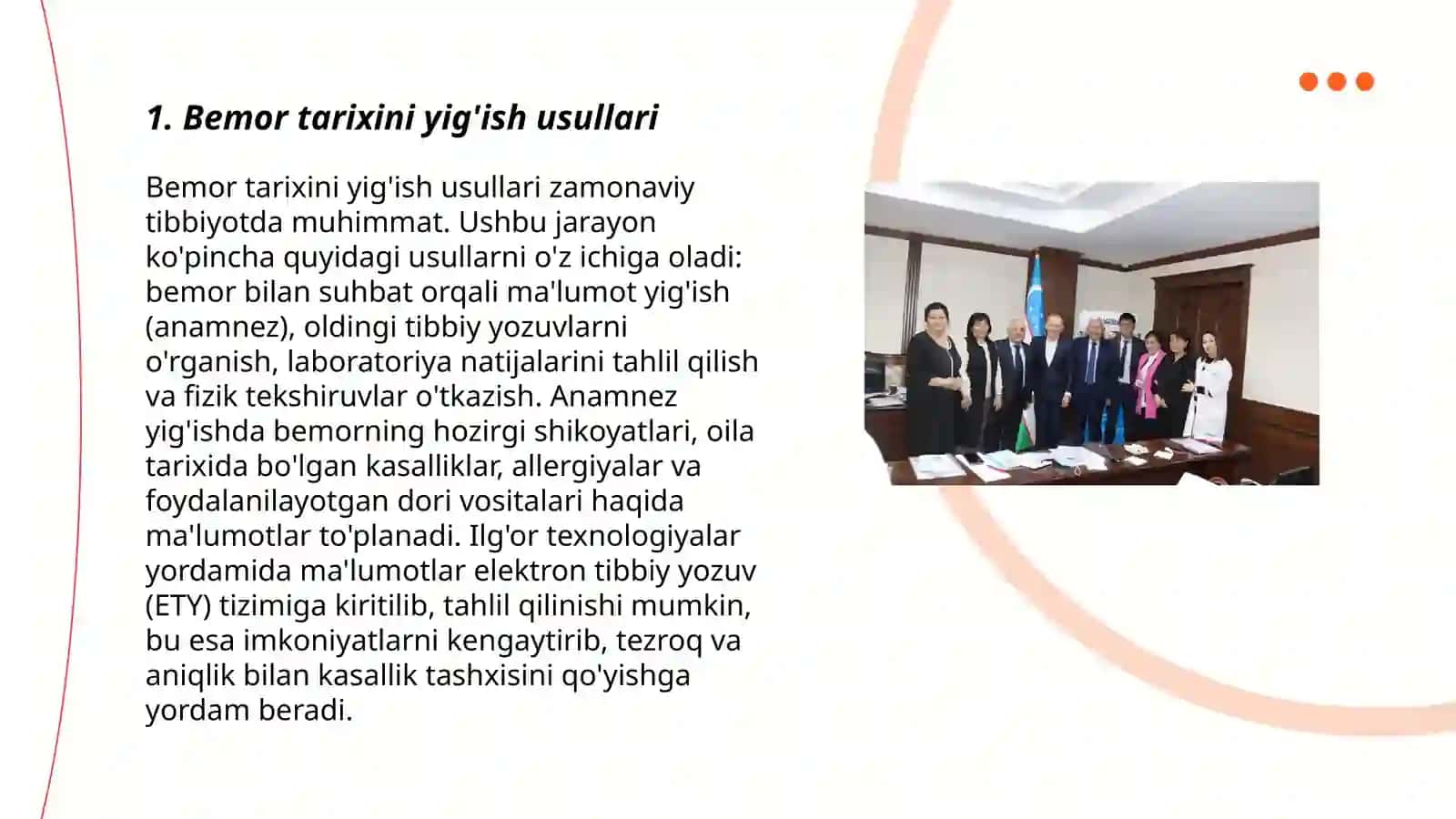 Bemor tarixini yig'ish usullari 3