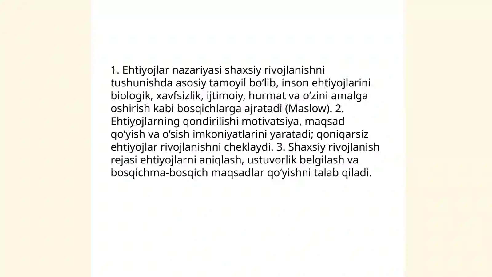 Ehtijoy va yuklarning shaxsiy rivojlanishdagi o'rni 3