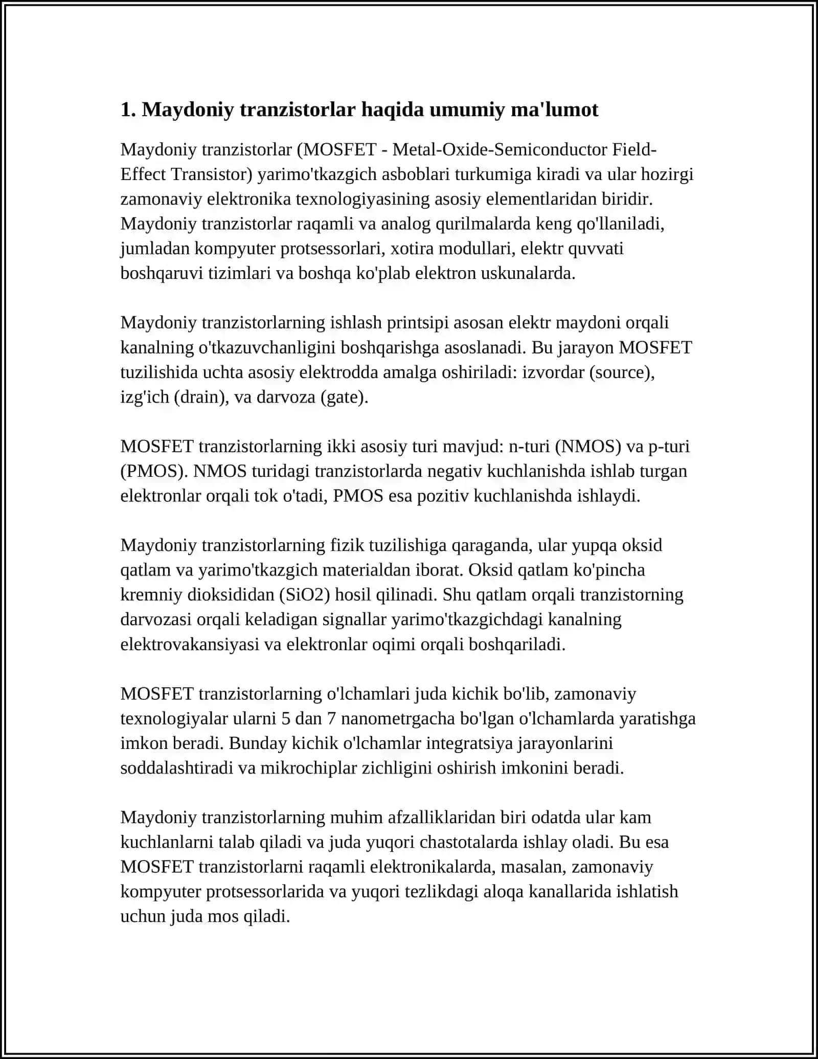 MAYDONIY TRANZISTORLARDA YASALGAN KUCHAYTIRGICH KASKADLARINING SXEMALARI VA ISHLASH REJIMLARI 3