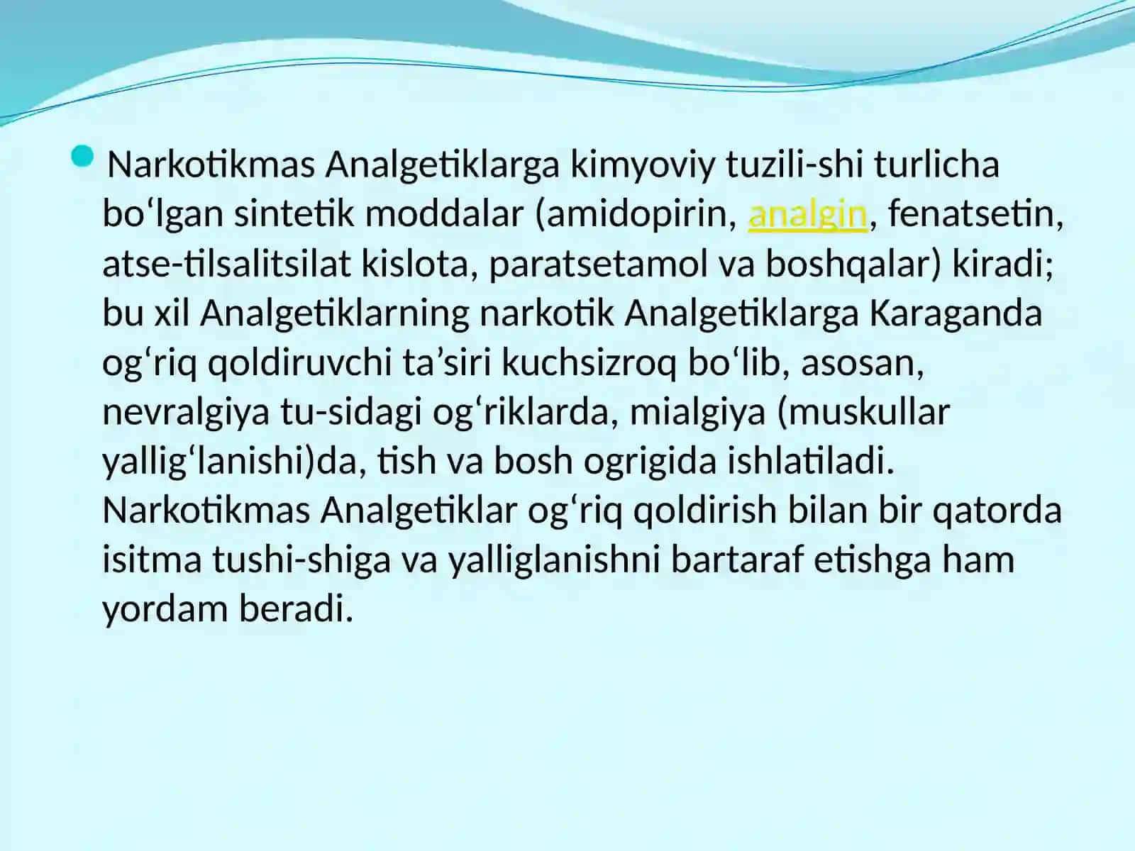 Og'riqqoldiruvchi narkotik analgetiklar 3