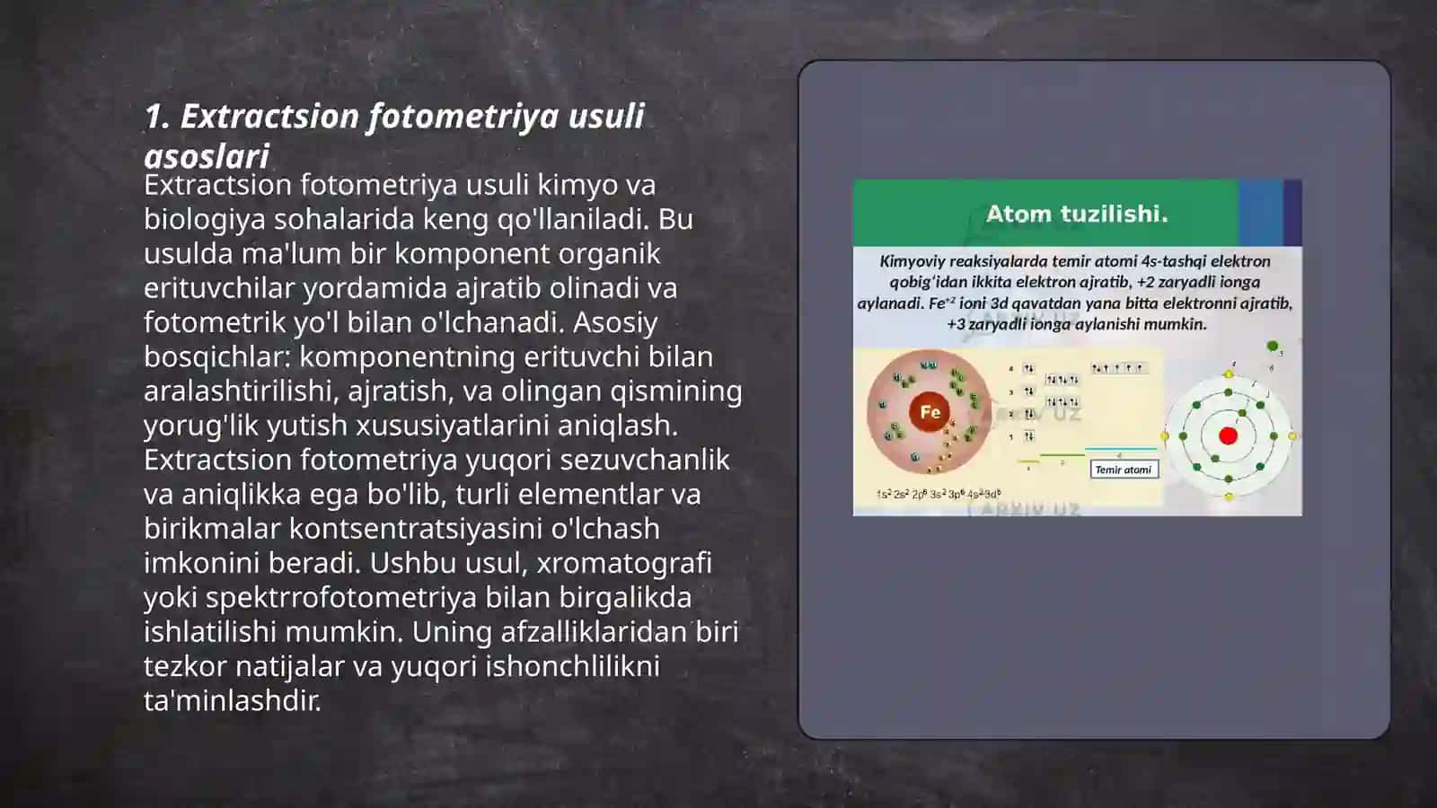 Metall kationlar miqdorini ekstraksion fotometriya usulida aniqlash 3