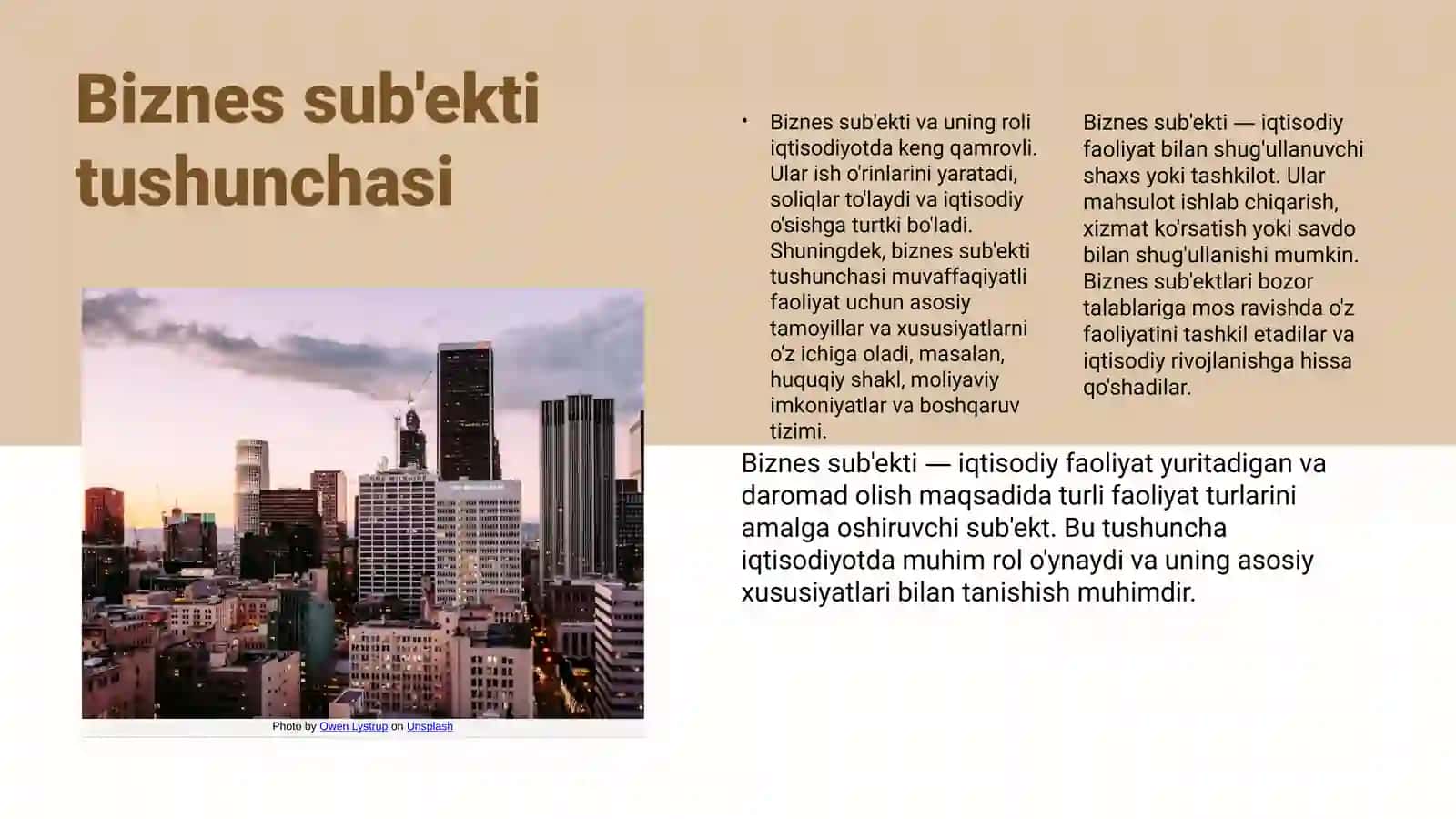 Biznes sub'ektining tuzilishi va tarkibiy qismlari 3