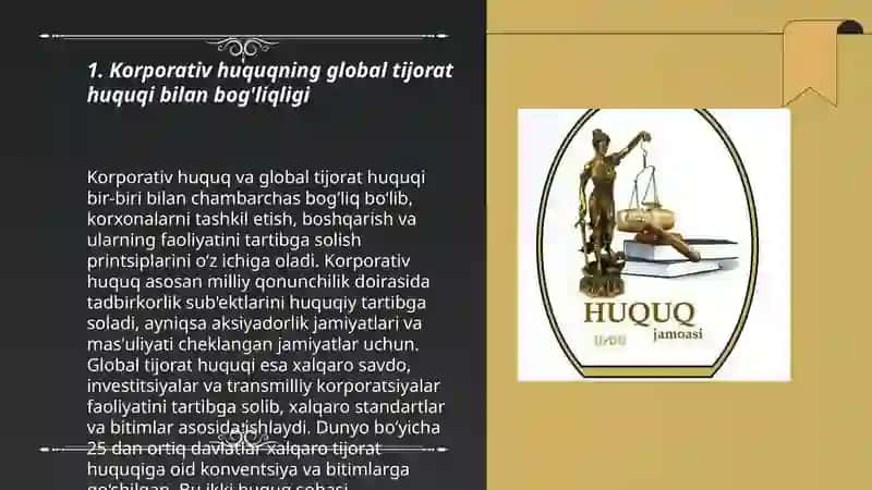 Korporativ huquqning Global huquq bilan boĝliqligi 3