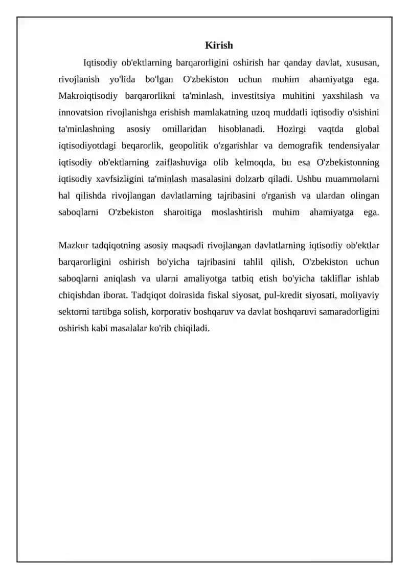 Iqtisodiy ob'ektlarning barqarorligini oshirish 3