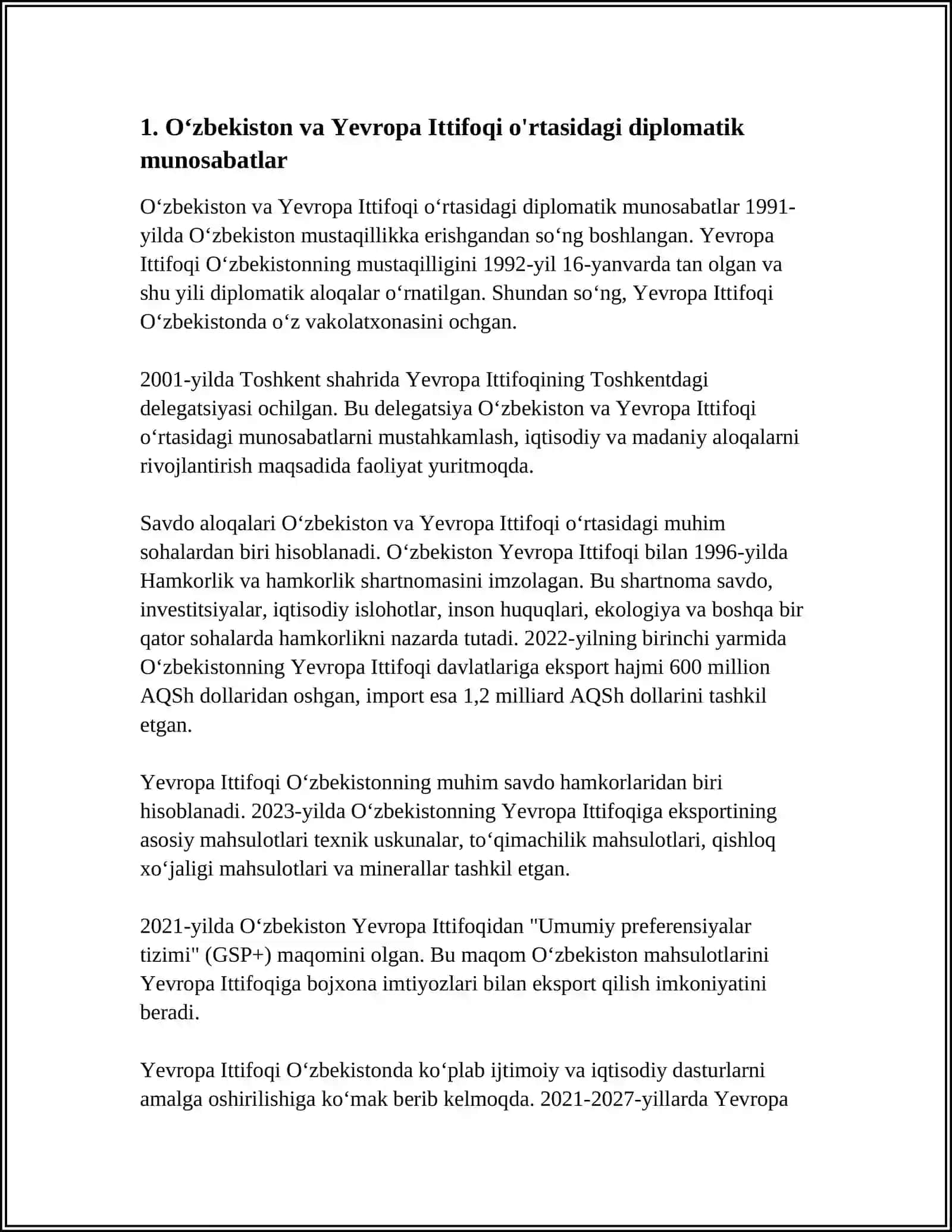 OʻZBEKISTONNI YEVROPA MAMLAKATLARI BILAN ALOQALARI 3