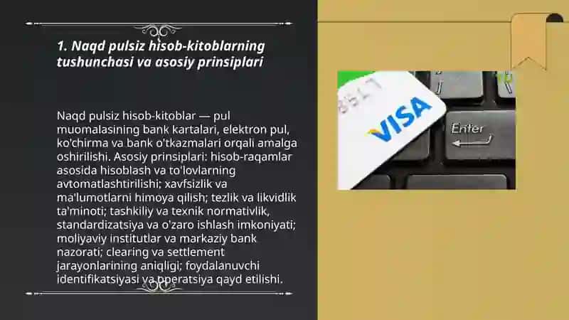 Naqd pulsiz hisob-kitoblar va ularni tashkil qilish asoslari 3