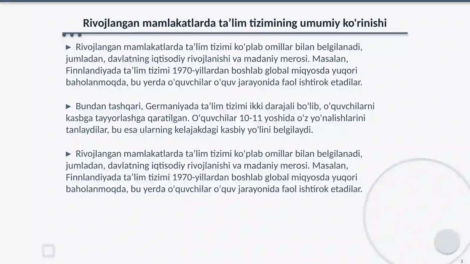 Rivojlangan xorijiy mamlakatlarda taʼlim tizimi mavzusiga qiyosiy tahlil 3