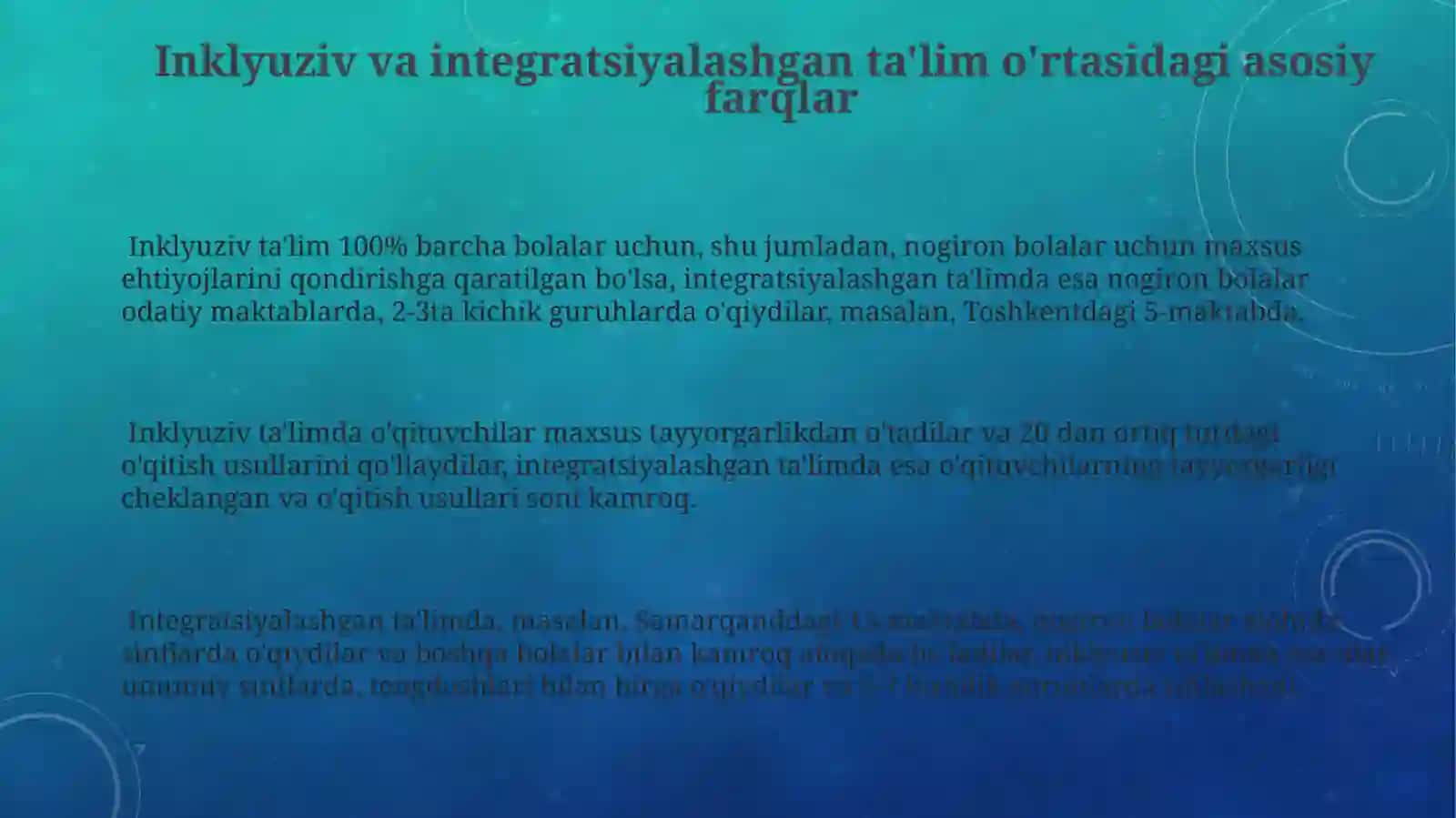 Inklyuziv va integratsiyalashgan ta'limning bir-biridan farqi 3