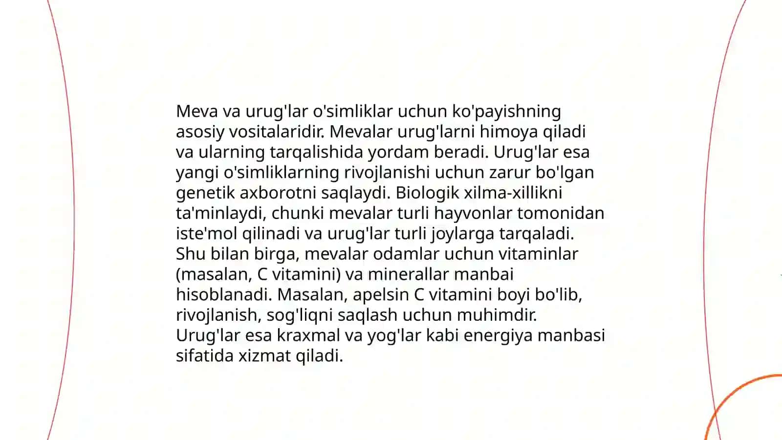 Meva va urug’. Urug'ning rivojlanishi 3