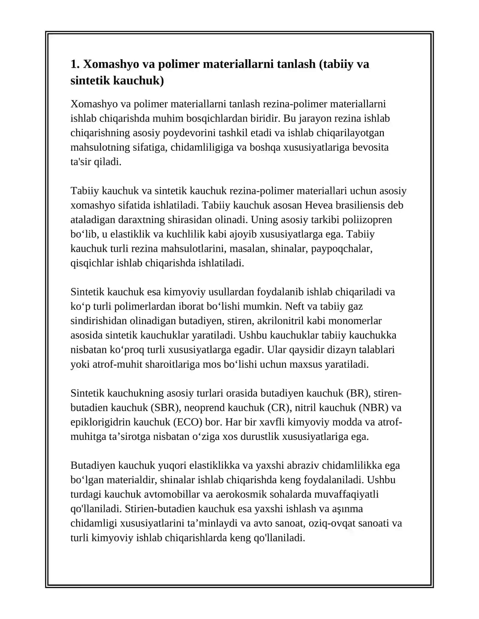 REZINA-POLIMER MATERIALLAR ISHLAB CHIQARISHNING TEXNOLOGIK BOSQICHLARI 3