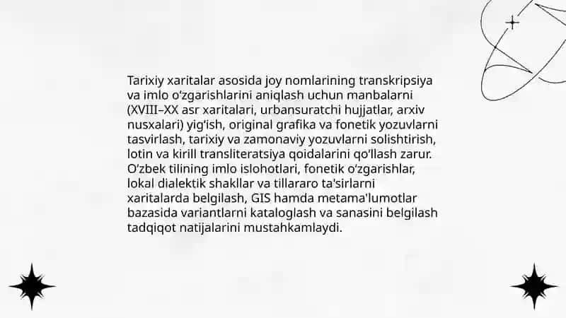 Tarixiy xaritalar asosida toponimik o‘zgarishlarni aniqlash 3