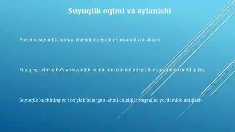 Yoy uzunligi boʻyicha olingan egri chiziqli integralning tatbiqlari 3