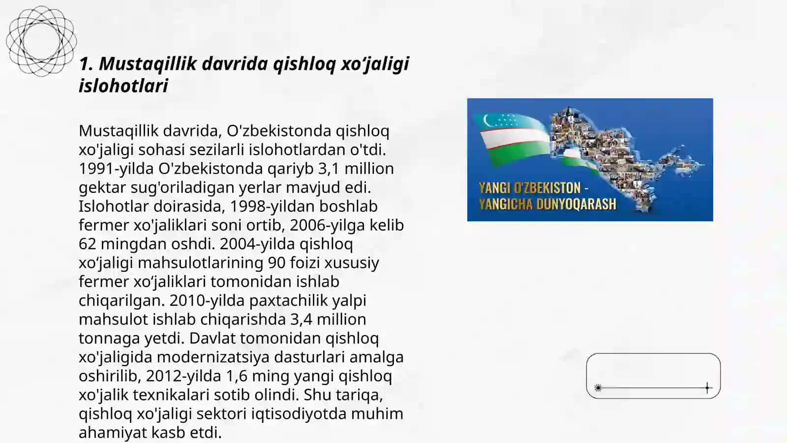 Mustaqillik yillarida qishloq xo‘jaligi va sanoat sohasidagi o‘zgarishlar 3