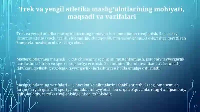 Trek va yengil atletika mashg'ulotlarining asoslari 3