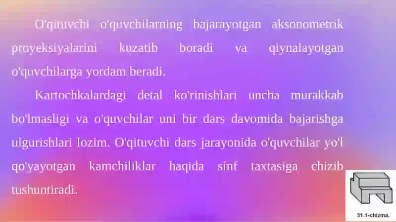 AKSONOMETRIK PROYEKSIYALAR BO'YICHA AMALIY MASHG'ULOT 3