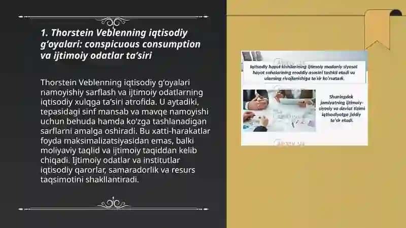 Institutsionalism yoʻnalishi vakillarining iqtisodiy gʻoyalari 3