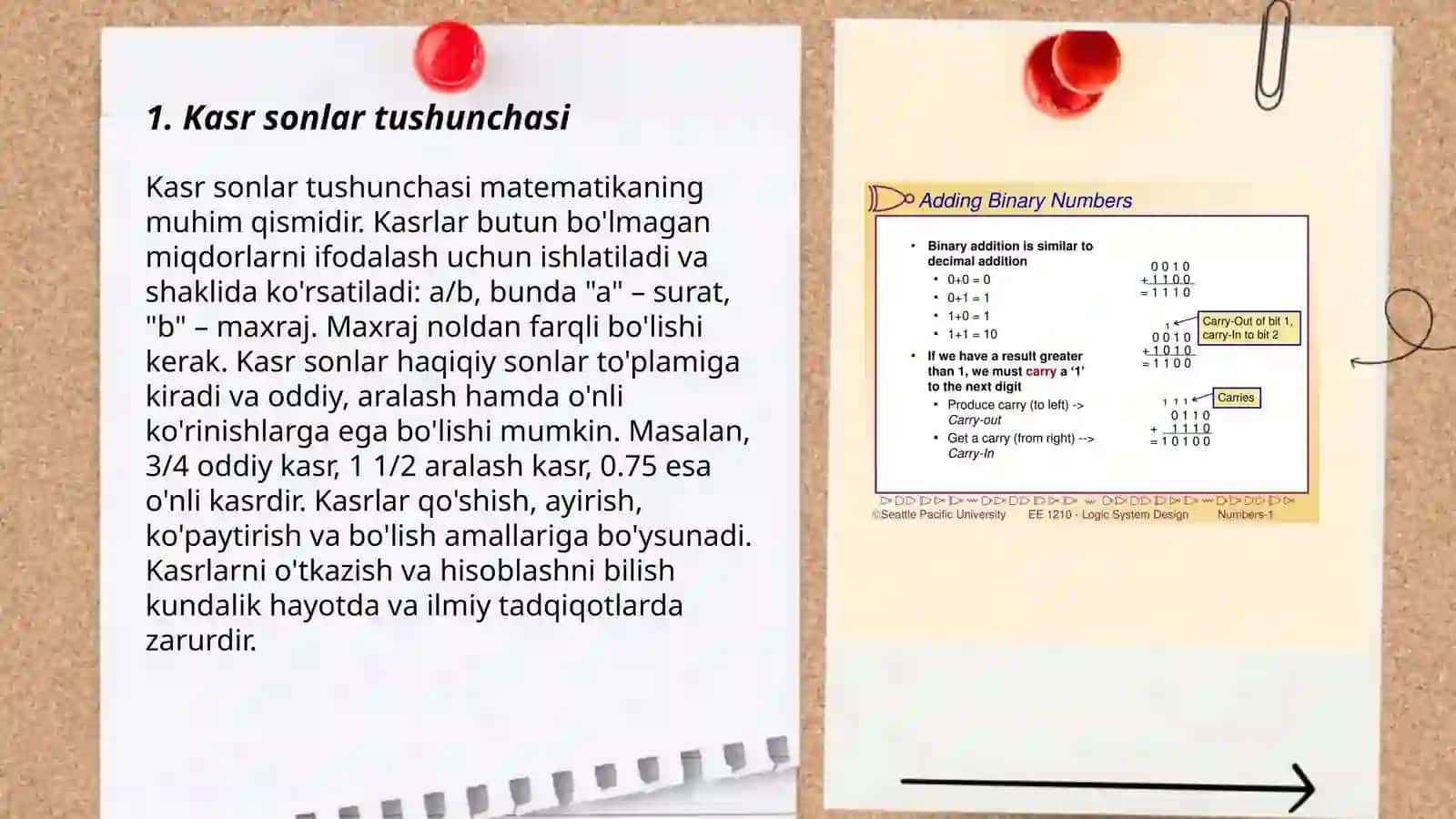O'nli kasrlar va ular ustida arifmetik amallarni bajarish algoritmi 3