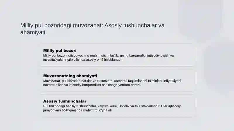 Milliy pul bozori va muvozanatiga erishish 3