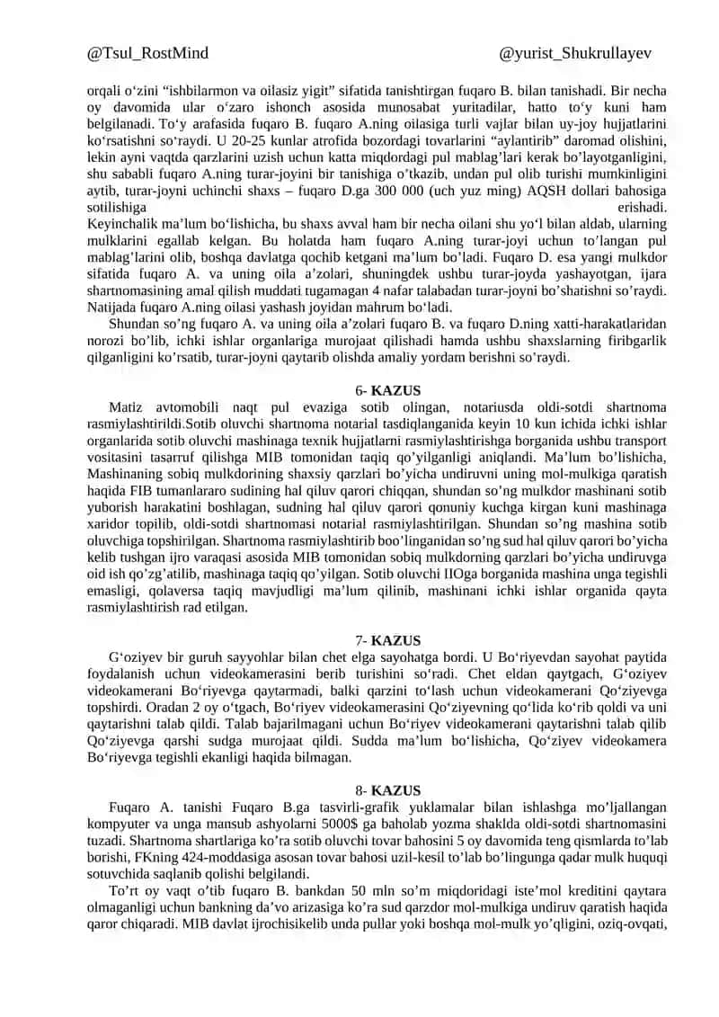 Mulk huquq modulidan (2025.12.01) 2-kurs 3-semestr YN kazuslar 3