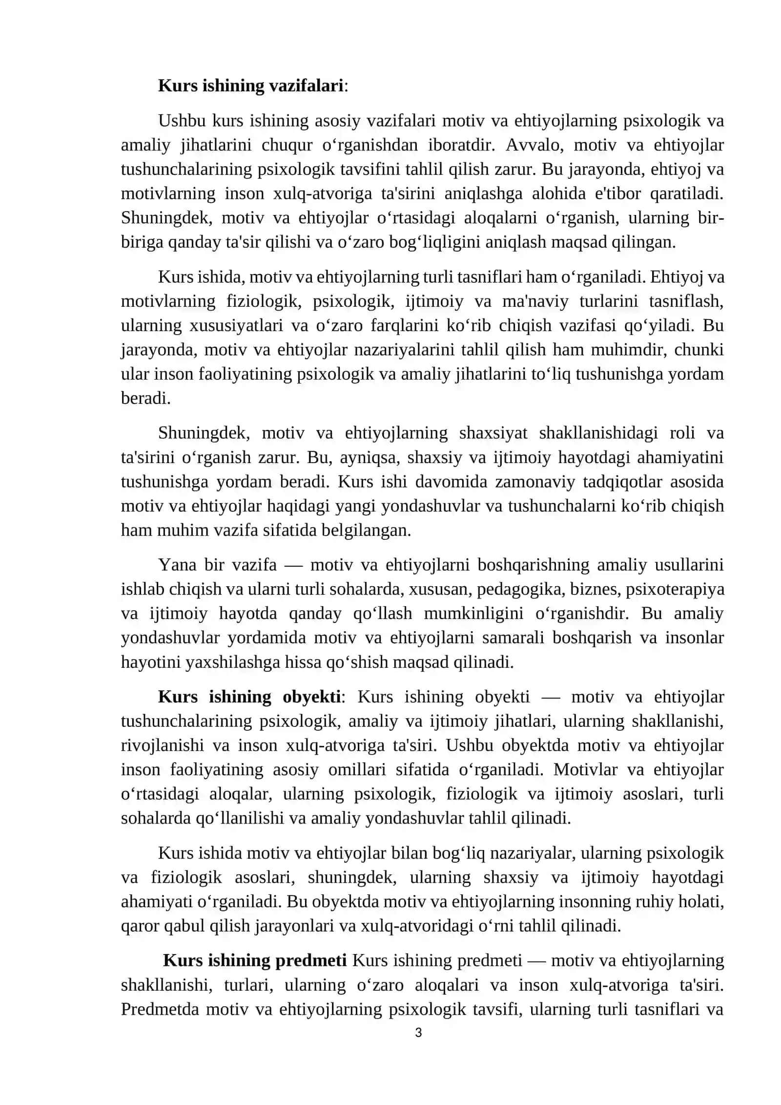 Motiv va ehtiyojning ta'riflari ularning tasnifi 3