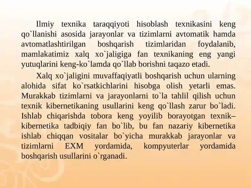MATEMATIK MODELLASHTIRISH, SONLI TAHLIL USULLARINI TIZIMLARDAAMALGA OSHIRISH. HISOBLI EKSPERIMENT 3