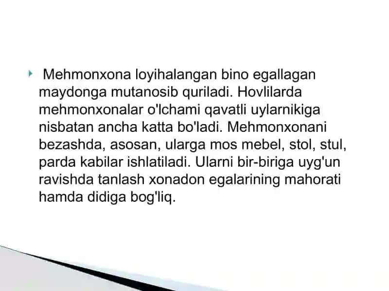 Texnologiya fanidan mehmonxona dizayni mavzusida loyiha ishi 3