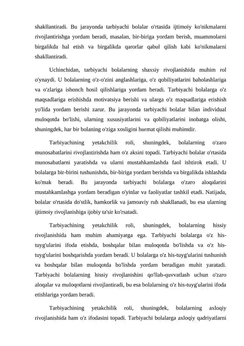 Mashg`ulotda tarbiyachining yetakchilik roli 3