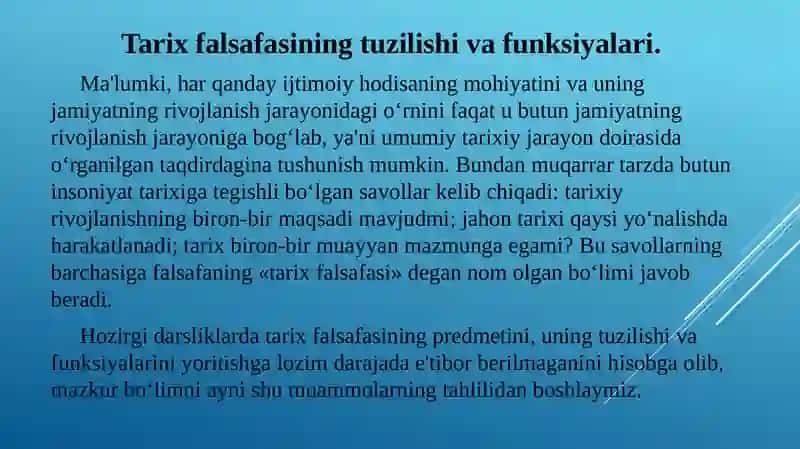TARIX FALSAFASI VA FALSAFA TARIXI UYG'UNLIGI 3